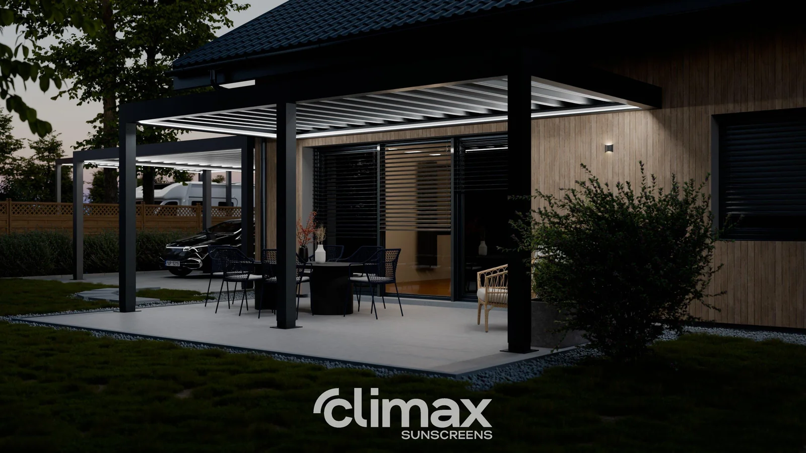 Bioklimatická pergola CLIMAX Lamelino Single – certifikovaný partner CLIMAX EVPA TECH
